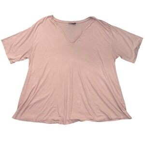 ASOS DESIGN Curve Pink V-Neck Oversized T-Shirt Top Plus Size US 16